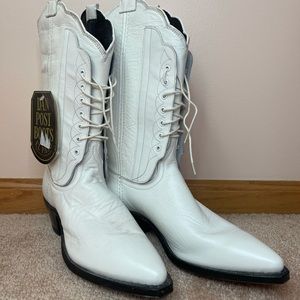 Vintage Dan Post White Cowgirl Boots